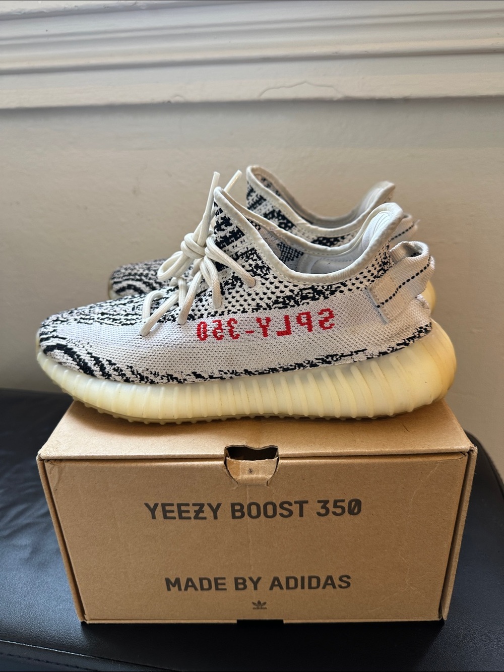 Yeezy Boost 350 V2 Zebra Sneakers - White/Black/Red